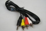 Кабель AV 3.5mm Mini-Jack на 3 RCA (вид-1: земля-тюльпаны)